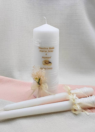 Vela para boda Cinta y flor - Ceremonia de la luz