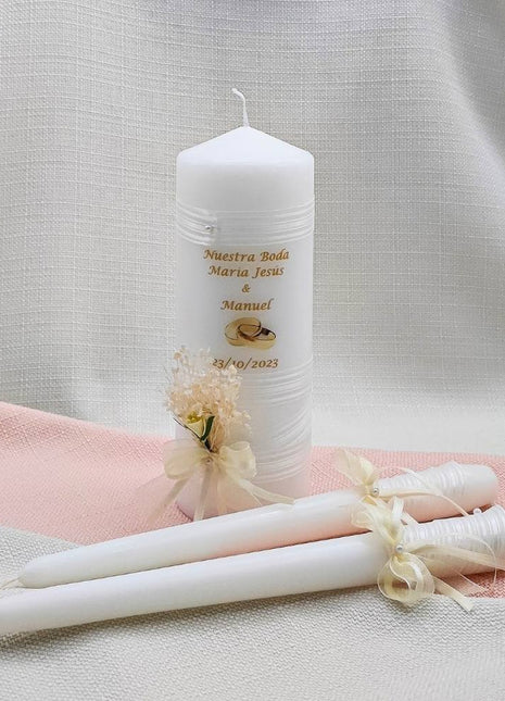 Vela para boda Cinta y flor - Ceremonia de la luz