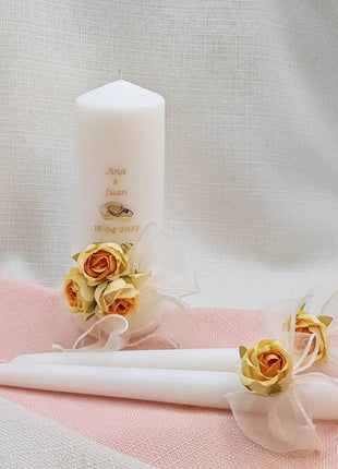 Vela para boda Organza Blanco Crema - Ceremonia de la luz