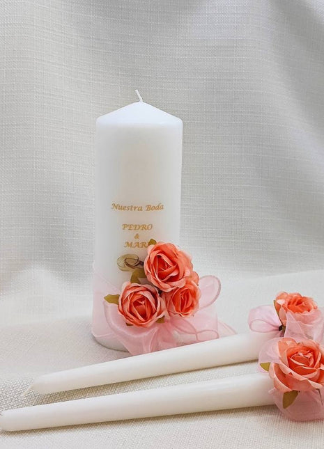 Vela para boda Organza Rosa - Ceremonia de la luz