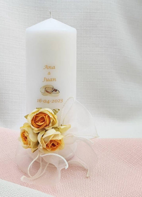 Vela para boda Organza Blanco Crema - Ceremonia de la luz