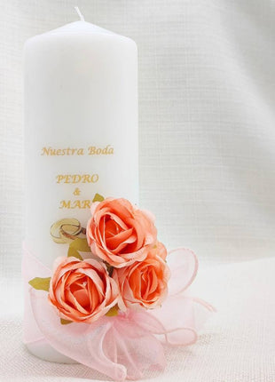 Vela para boda Organza Rosa - Ceremonia de la luz