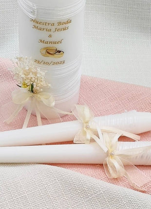 Vela para boda Cinta y flor - Ceremonia de la luz