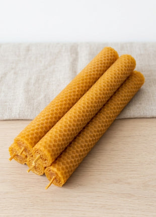 Pack 5 velas de cera de abeja de 20x3cm cada una 100% naturales - 8 horas.