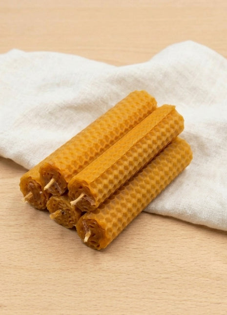 Pack 5 velas de cera de abeja de 10x2cm cada una 100% naturales - 3 horas