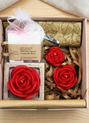 Caja regalo Rosas frescas y jabón de Jabón de Rosas