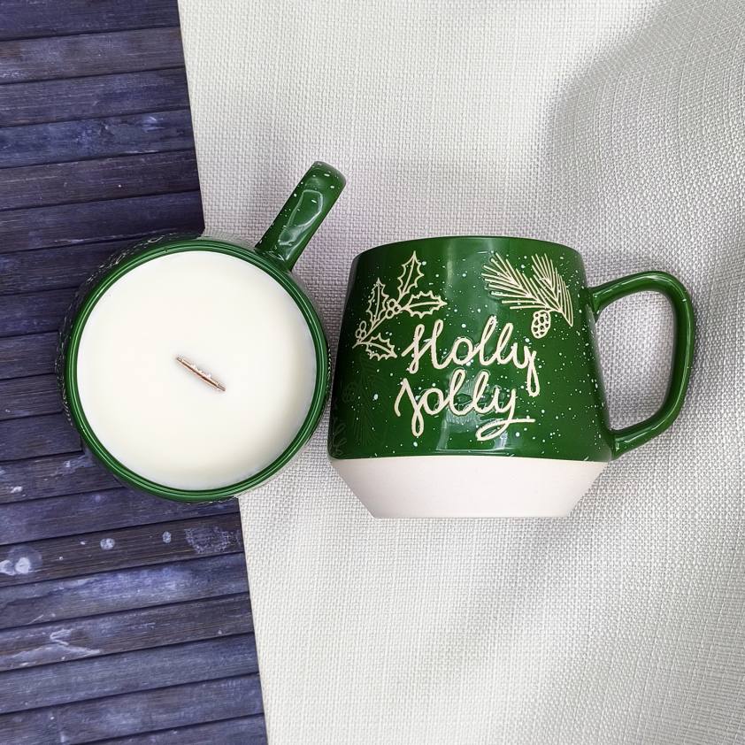 Vela aromática Caramel Toffee Taza navideña abeto - Imagen 3