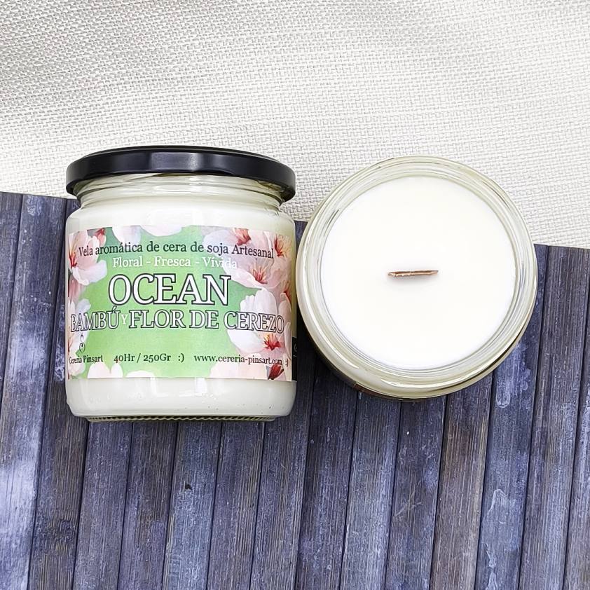 Vela tarro - Bambú y Flor de Cerezo Ocean - Imagen 5