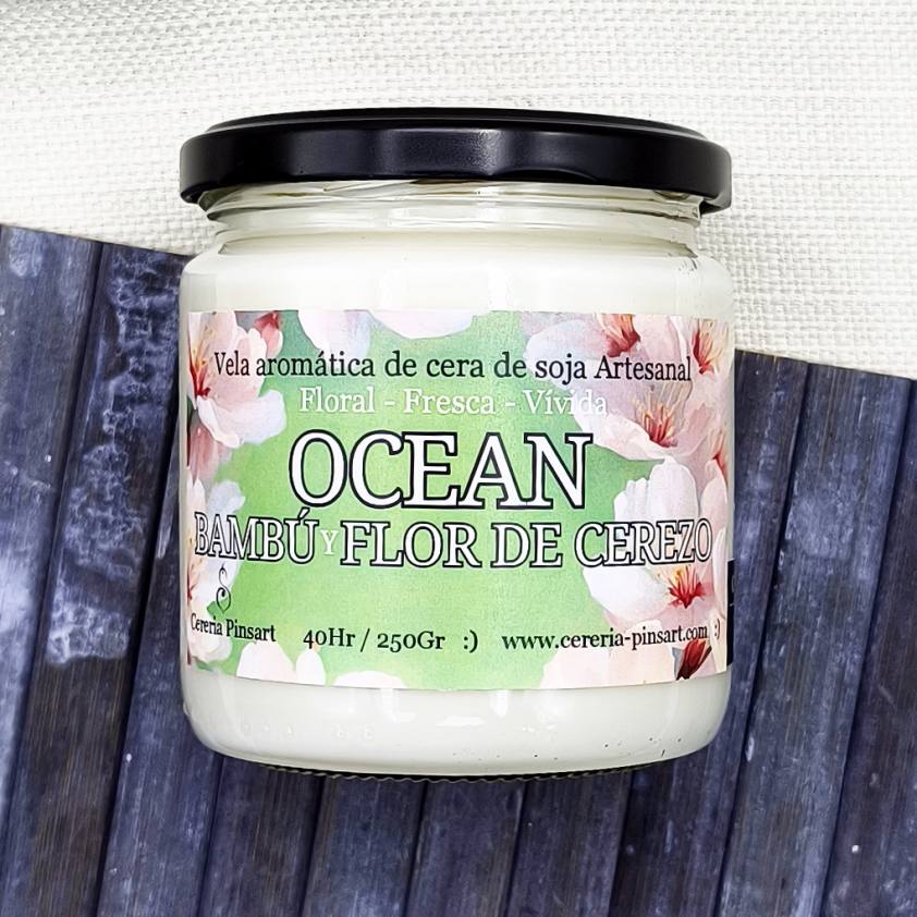 Vela tarro - Bambú y Flor de Cerezo Ocean - Imagen 3
